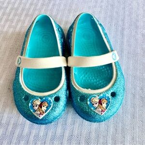 Crocs Frozen Glitter Mary Jane Shoes Toddler Size 4 Disney Elsa Anna
